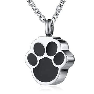 Pet Cat Dog Paw Print Cremation Jewelry for Ashes Wearable Urn Necklace