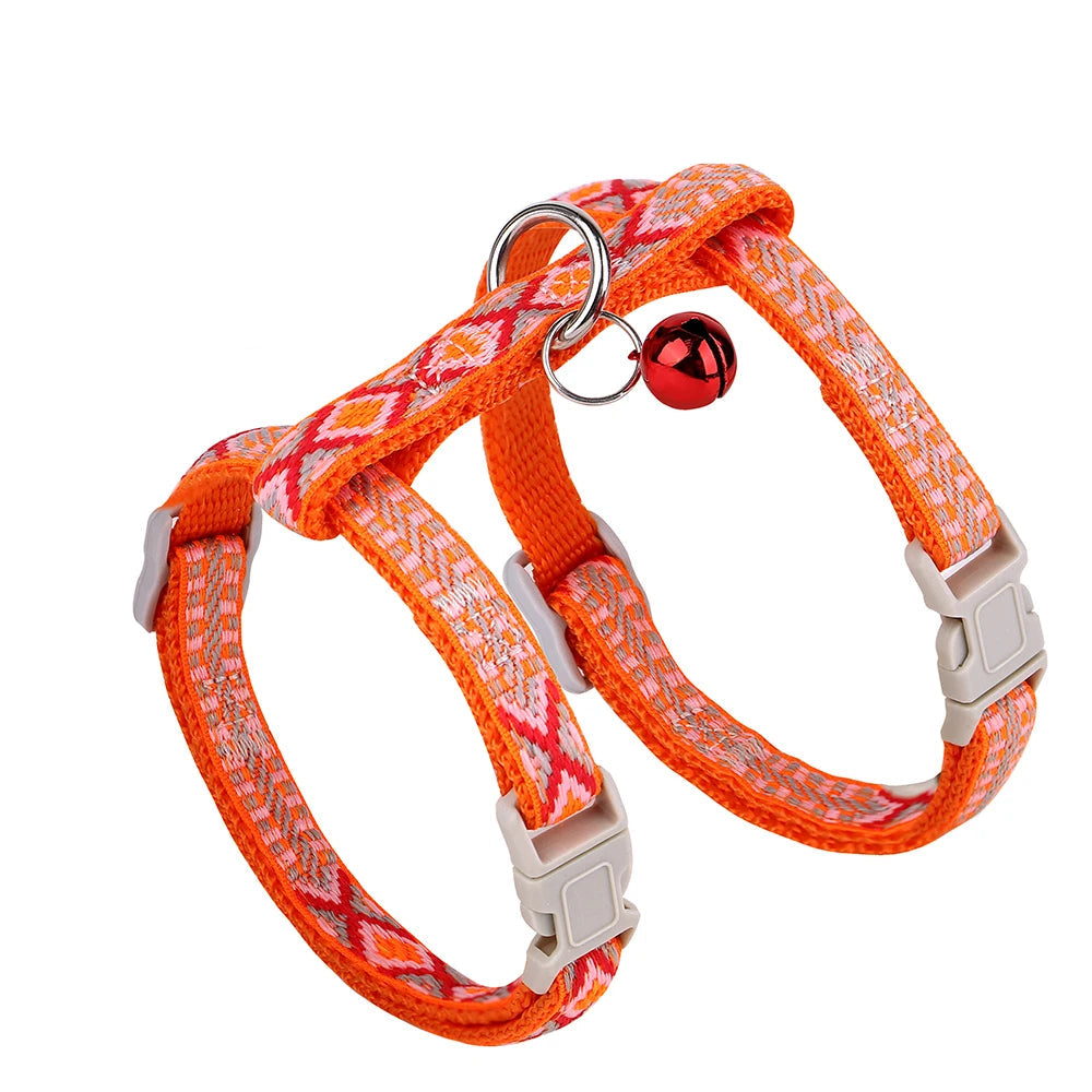 Nylon Cat Harness Vest Leash Lead For