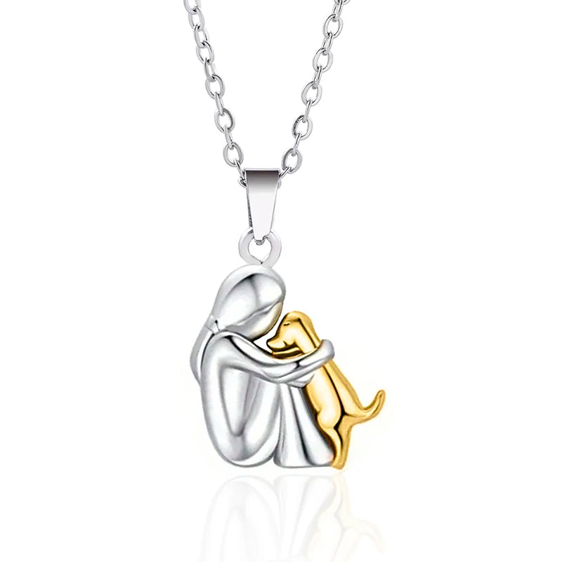 Fashion Women And Dog Necklace