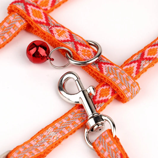 Nylon Cat Harness Vest Leash Lead For