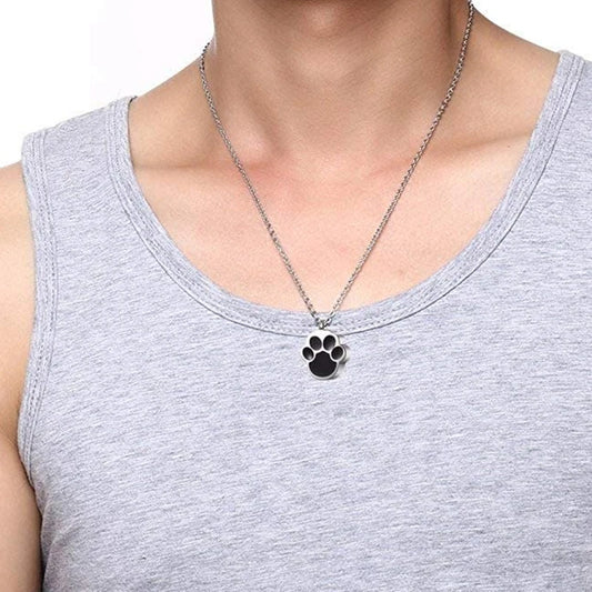 Pet Cat Dog Paw Print Cremation Jewelry for Ashes Wearable Urn Necklace